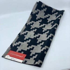 Kravet Smart Fabric Sample Charcoal Geometric Houndstooth Black Gray Remnant